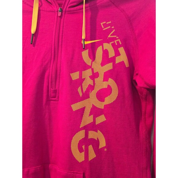 Nike Dri-fit Live Strong 1/4 zip Hooded Pink Pullover Size XS - Picture 2 of 5